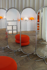 Wire Floor Lamp w. orange shade