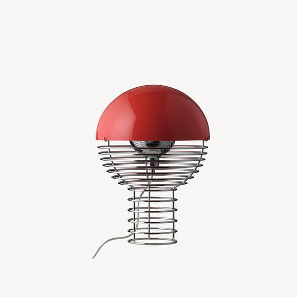 Wire Table Lamp Ø30 w. red shade